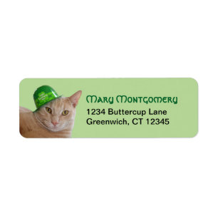 Étiquette Adresse de joli chat orange portant un chapeau irl
