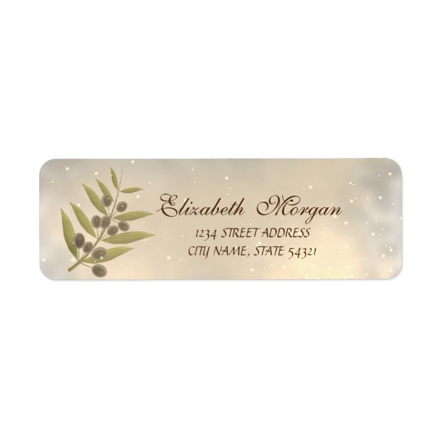 Étiquette Adresse de la branche d'olive mignonne moderne élé (Devant)