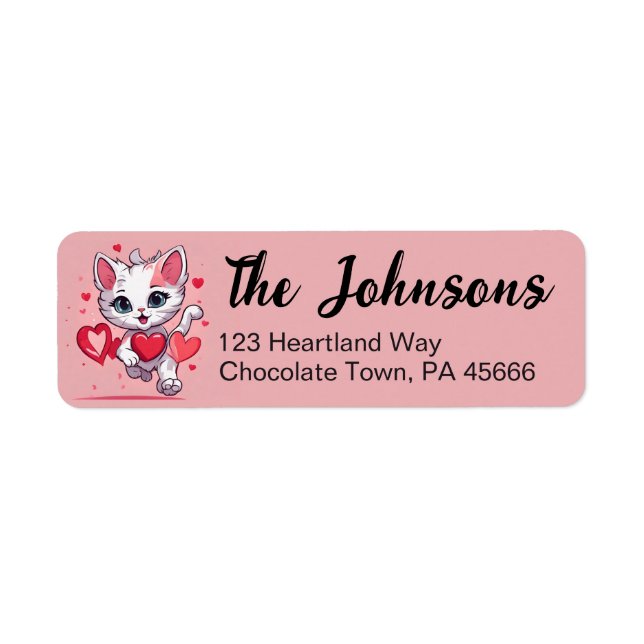 Étiquette Adresse de la Saint-Valentin de chat mignon (Devant)