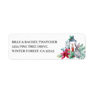 Étiquette Adresse de lapin de la lanterne de Noël
