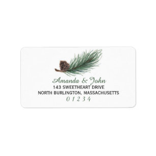 Étiquette Adresse de l'aquarelle de pin d'hiver