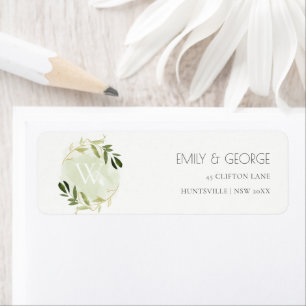 ÉTIQUETTE ADRESSE DE LAVE À COULEUR D'EAU EN FOLIAGE VERT D'