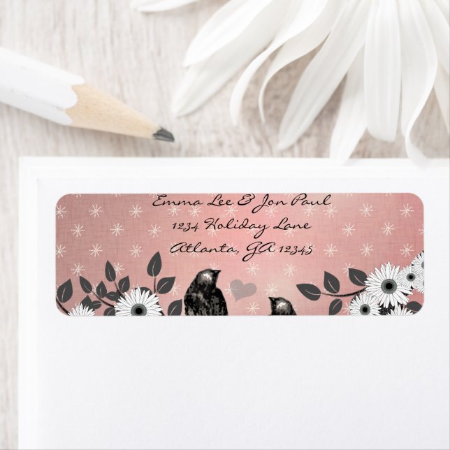 Étiquette Adresse de l'Inséparable rose de forêt enchantée (En situation)