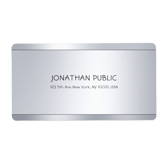 Étiquette Adresse de livraison Design Simple Chic Argent Mod (Devant)