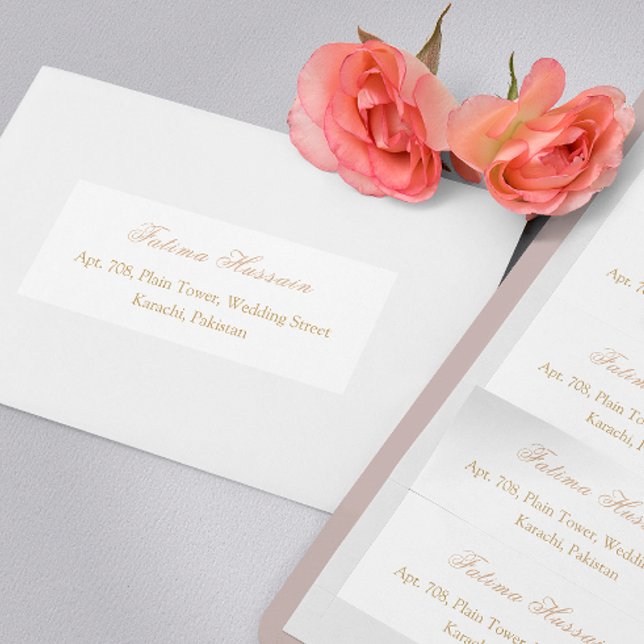 Étiquette Adresse de mariage à la calligraphie dorée minimal (Créateur téléchargé)