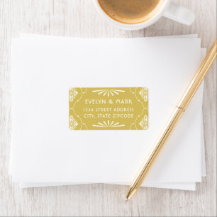 Étiquette Adresse de mariage Art Déco or et ivoire