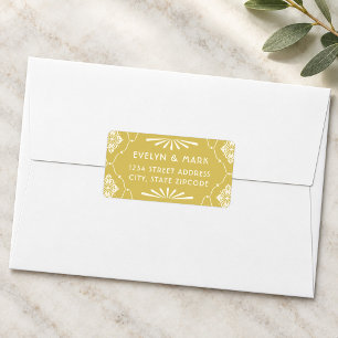 Étiquette Adresse de mariage Art Déco or et ivoire