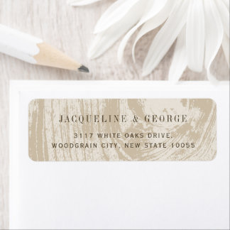 Étiquette Adresse de mariage automnal avec texture de bois b