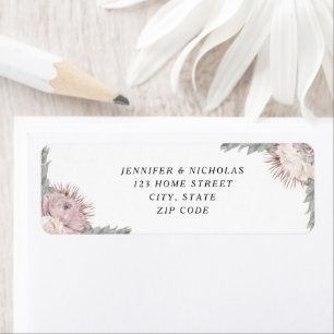 Étiquette Adresse de mariage aux fleurs séchées Boho Rose Po