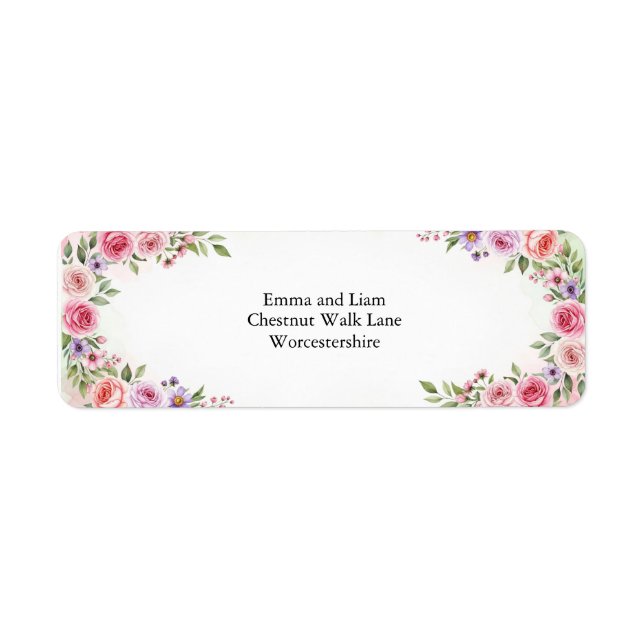 Étiquette Adresse de mariage botanique romantique de fleur s (Devant)