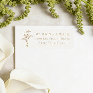 Étiquette Adresse de mariage classique calla lily or