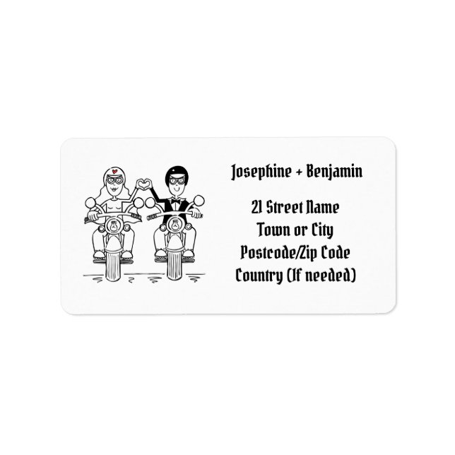Étiquette Adresse de mariage de moto de motard (Devant)
