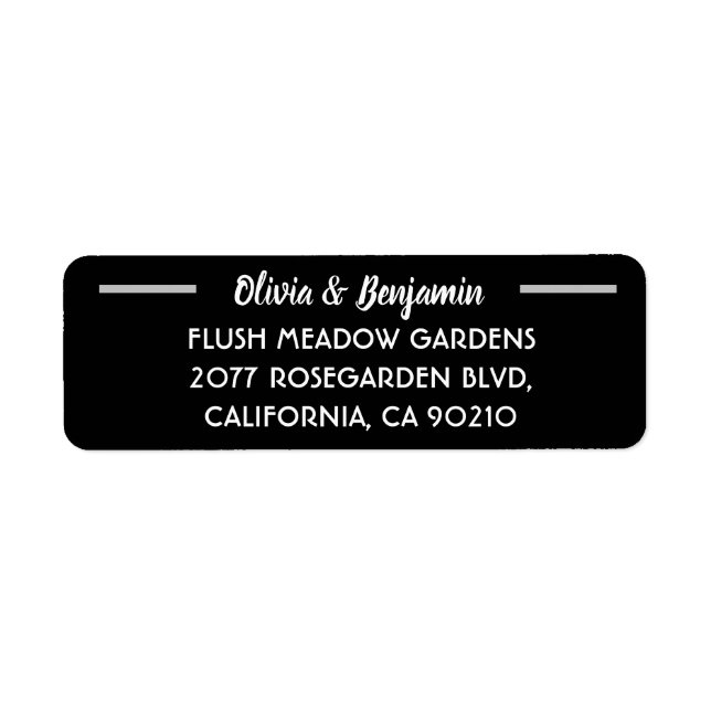 Étiquette Adresse de Mariage de script manuscrit noir simple (Devant)