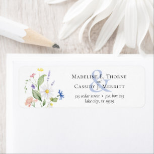 Étiquette Adresse de mariage élégante à l'aquarelle de fleur