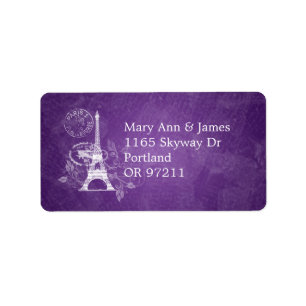 Étiquette Adresse de mariage élégante Romantique Paris viole