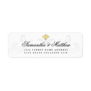 Étiquette Adresse de mariage élégante vintage or motif damas