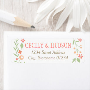 Étiquette Adresse de mariage fantaisiste aux fleurs sauvages