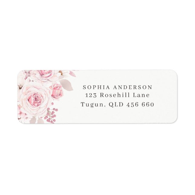 Étiquette Adresse de mariage floral rose blush Mariage de ma (Devant)