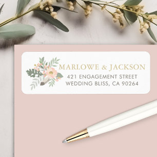 Étiquette Adresse de mariage florale bohème rose doré