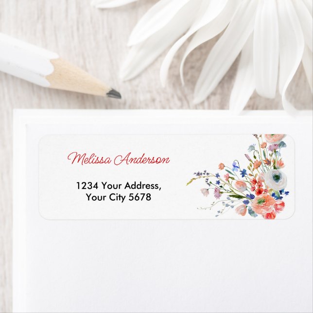Étiquette Adresse de mariage florale élégante (En situation)