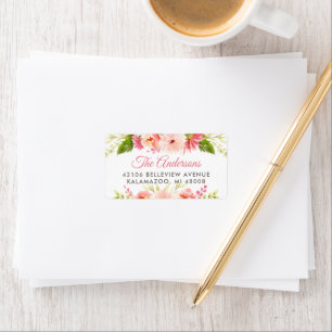 Étiquette Adresse de mariage florale rose romantique