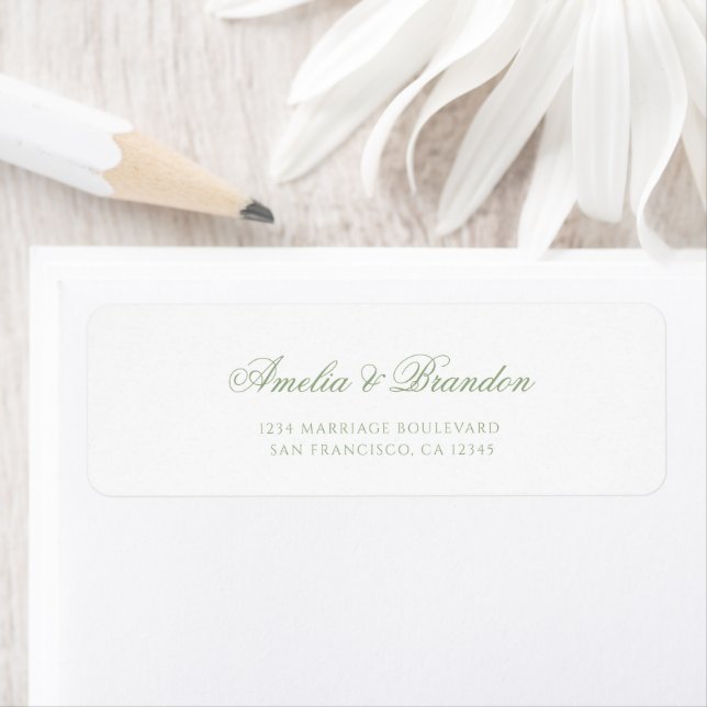 Étiquette Adresse de mariage formelle classique vert sauge e (En situation)