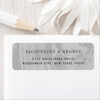 Étiquette Adresse de mariage hivernal au grain de bois blanc