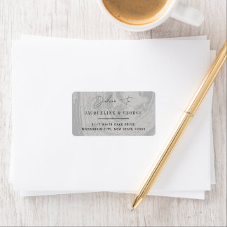 Étiquette Adresse de mariage hivernal au grain de bois blanc