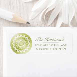 Étiquette Adresse de mariage Mandala à dentelle verte