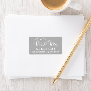 Étiquette Adresse de mariage Monsieur et Madame Gris Clair