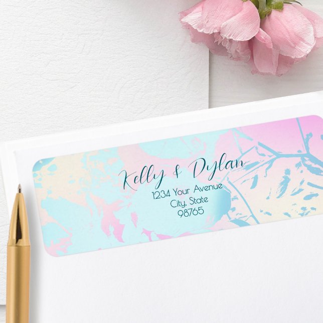 Étiquette Adresse de mariage pastel abstrait moderne (Créateur téléchargé)