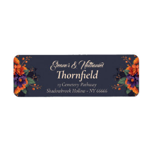 Étiquette Adresse de mariage traditionnel florale gothique é