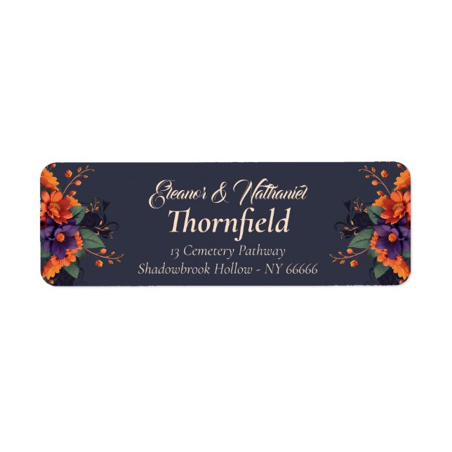Étiquette Adresse de mariage traditionnel florale gothique é (Devant)