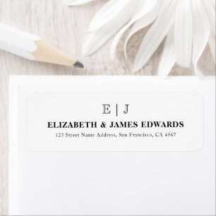 Étiquette Adresse de monogramme élégant classique pour coupl