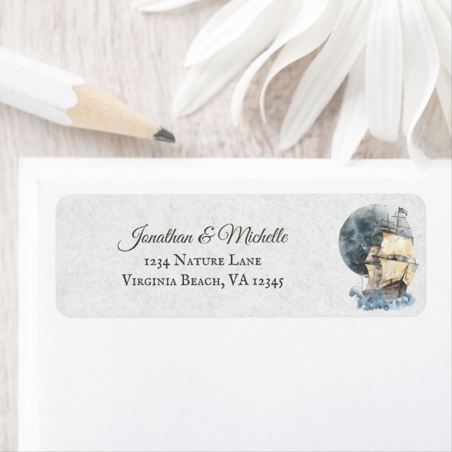 Étiquette Adresse de navire et de Pleine lune nautique (En situation)