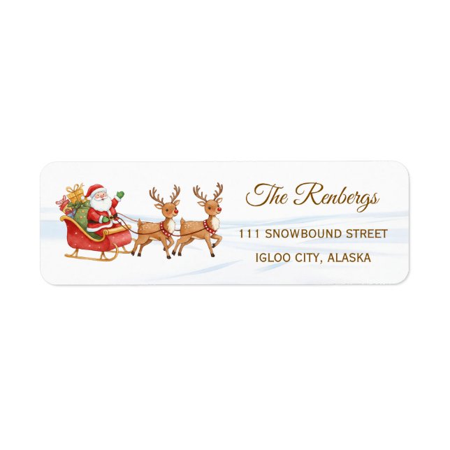 Étiquette Adresse de Noël du renne de Santa  (Devant)