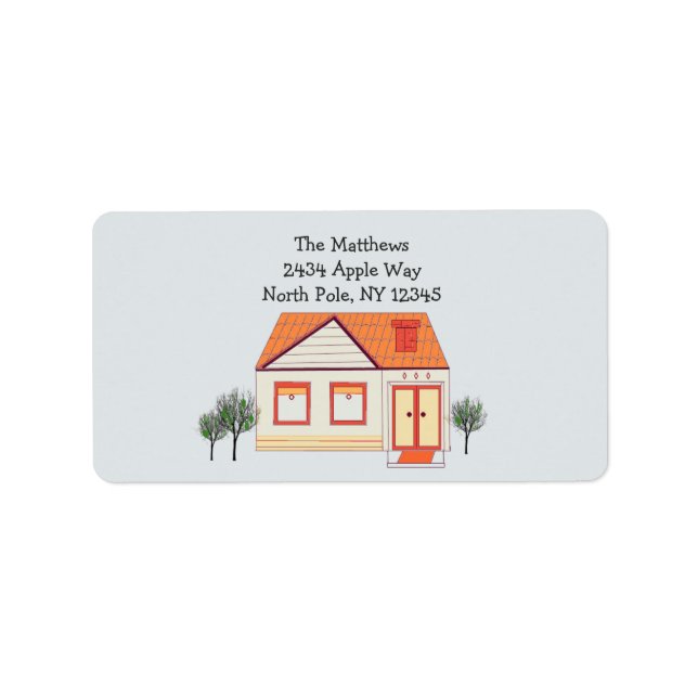 Étiquette Adresse de nouvelle maison à toit de tuiles (Devant)