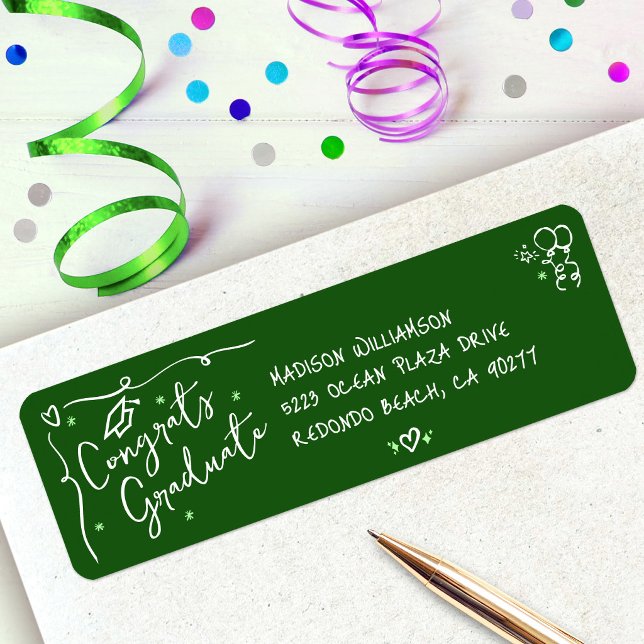 Étiquette Adresse de remise des diplômes de style doodle des (Créateur téléchargé)
