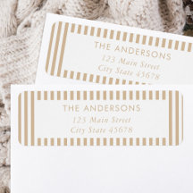 Adresse de Retour à Bandes Beige Minimaliste Moder