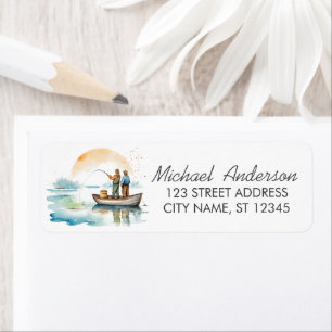 Étiquette Adresse de retour à la mode aquarelle pêche       