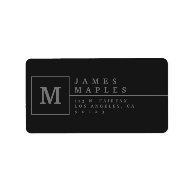 Étiquette Adresse de retour à monogramme sophistiqué (Devant)