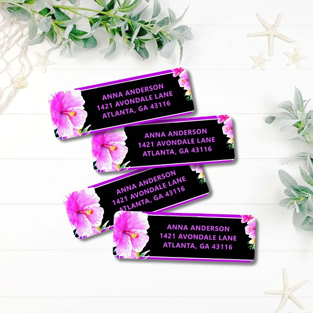 Étiquette Adresse de retour Aloha Tropical Luau Anniversaire (Créateur téléchargé)