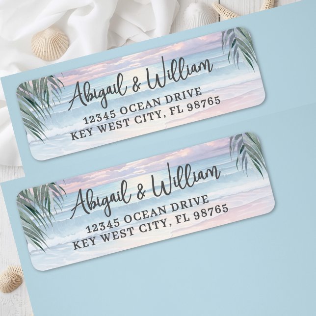 Étiquette Adresse de Retour Aquarelle de Plage (Beach Watercolor Return Address Label)