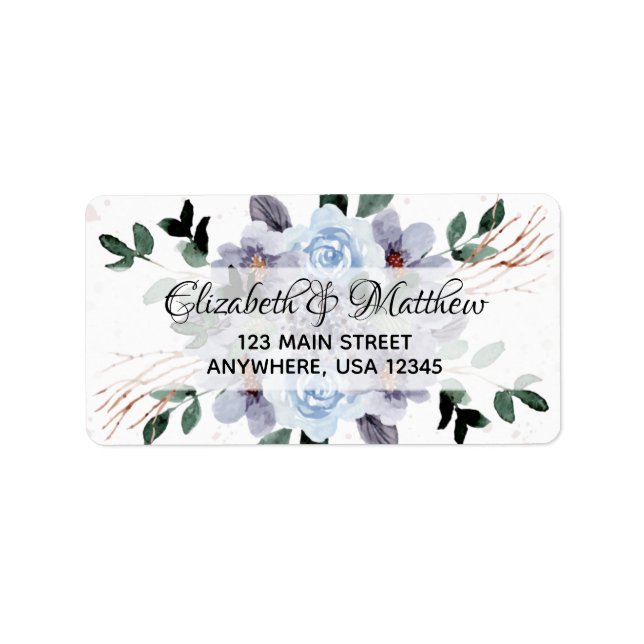 Étiquette Adresse de retour aquarelle florale violette (Devant)