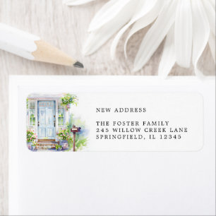 Étiquette Adresse de Retour Aquarelle Maison Moderne