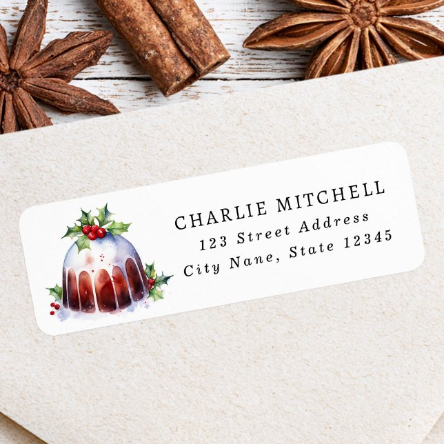 étiquette adresse de retour aquarelle pudding de N (Red cardinal watercolor Christmas return address Label)
