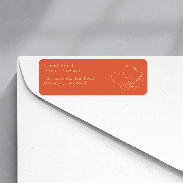 Étiquette Adresse de retour au coucher de soleil orange vif  (Créateur téléchargé)