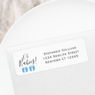 Étiquette Adresse de retour Baby shower des jumeaux