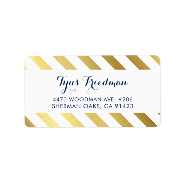 Étiquette ADRESSE DE RETOUR bande de feuille d'or moderne et (Devant)