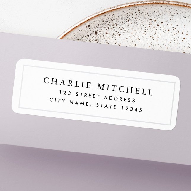 Étiquette Adresse de retour blanc de bordure élégante (Elegant border white return address label)